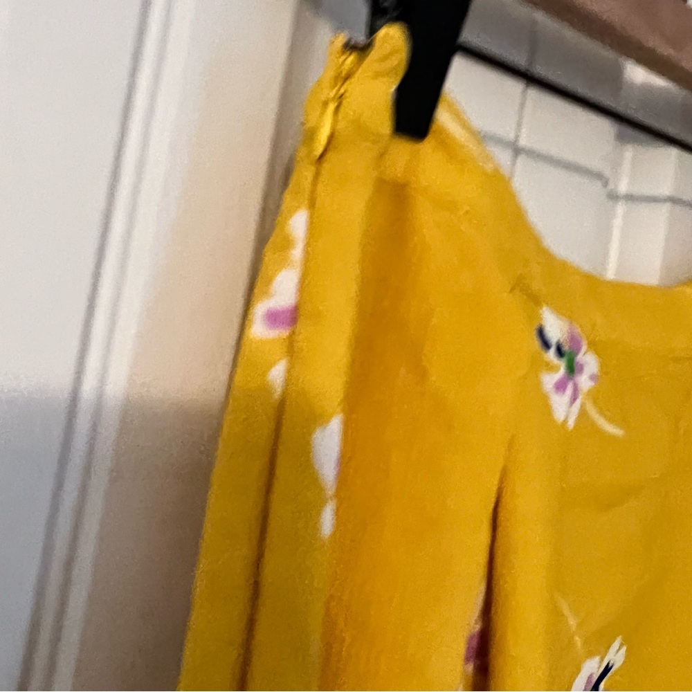 Who What Wear Birdcage Floral Pleated Midi Yellow Skirt - Sz. 6 - Picture 6 of 6